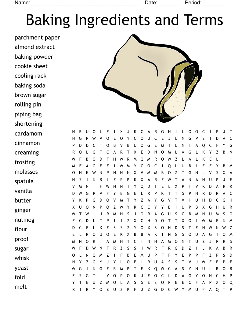 Baking Ingredients And Terms Word Search WordMint