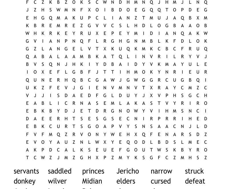 Balaam s Donkey Word Search WordMint