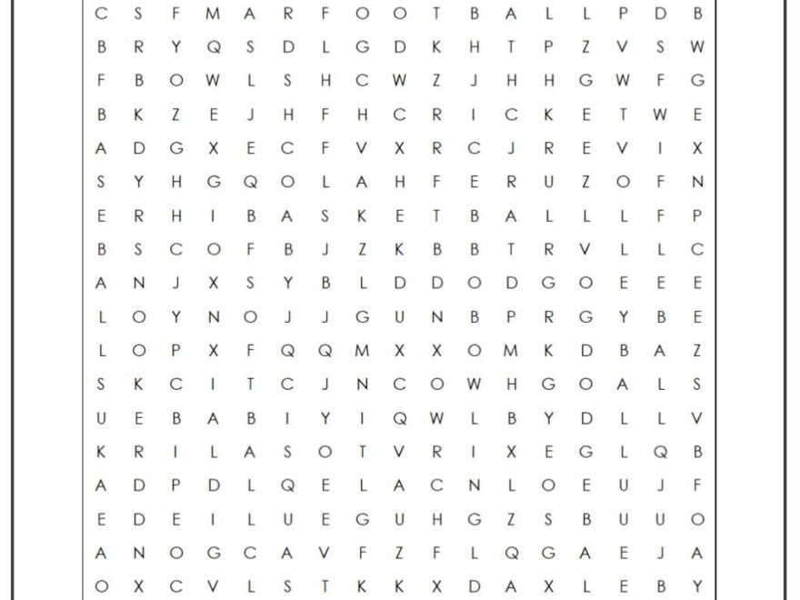 Ball Sports Word Search Monster Word Search