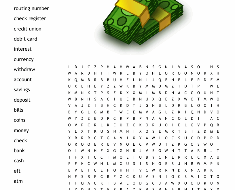 Banking Terms Word Search WordMint