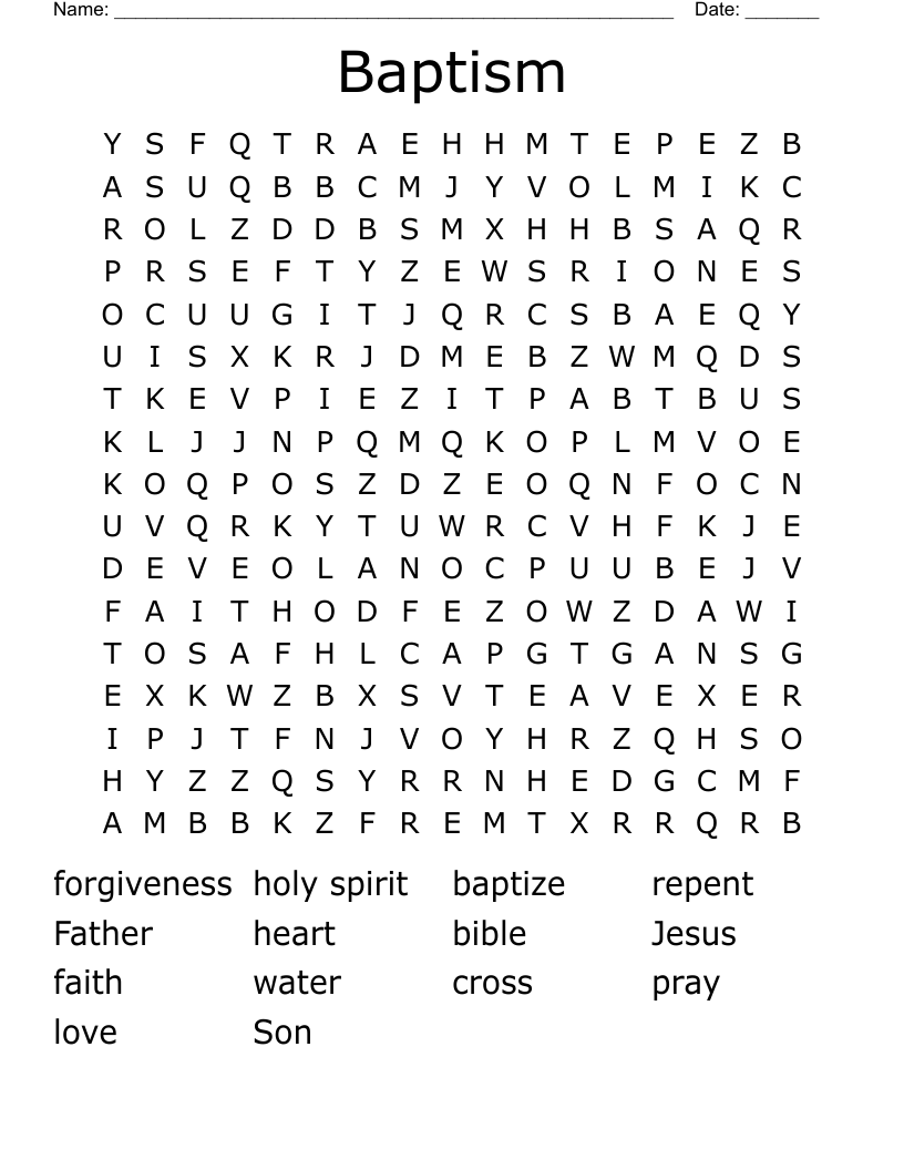 Baptism Word Search WordMint