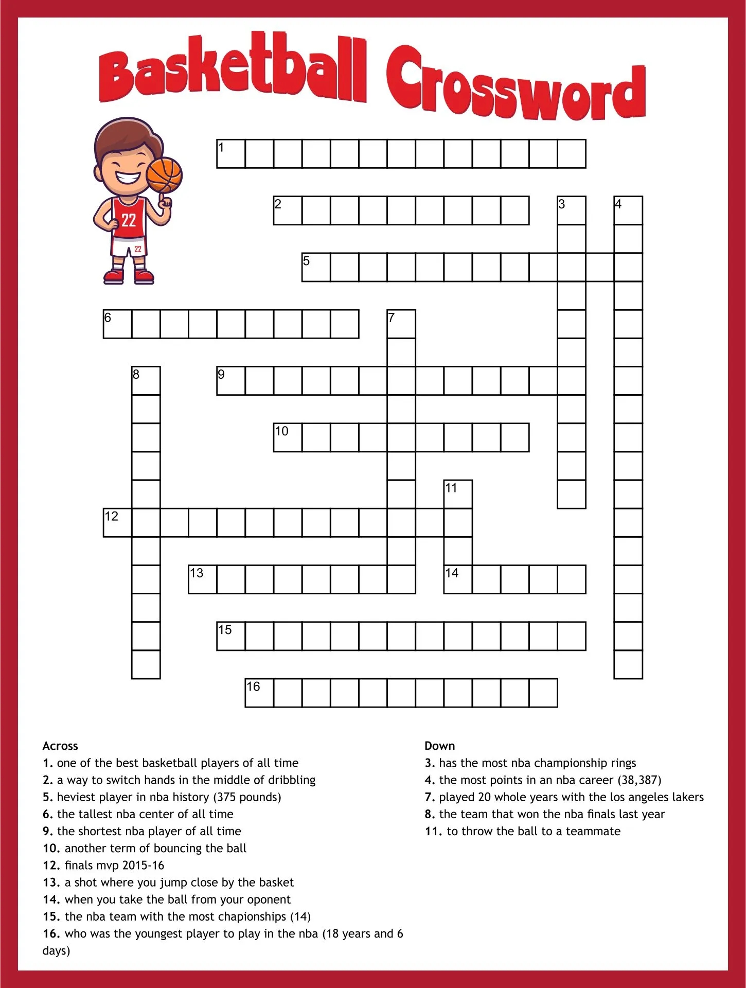 Basketball Word Search Answers