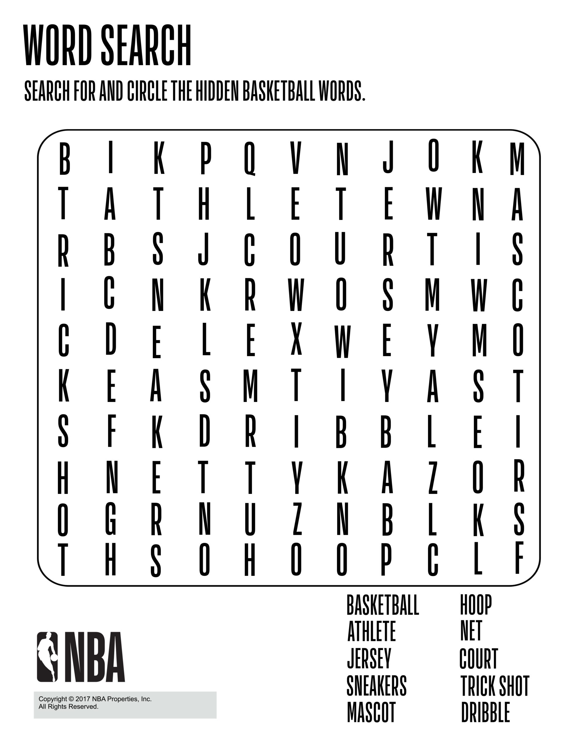 Basketball Word Search Easier Kids Puzzles And Games Worksheets Library