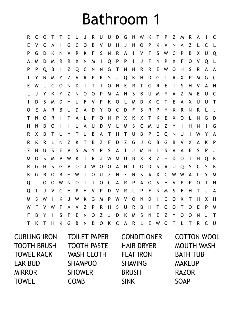 Printable Bathroom Word Search