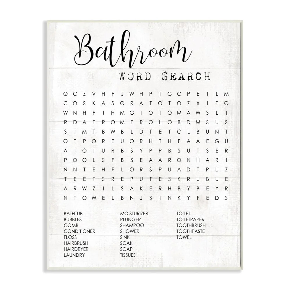 Bathroom Word Search Fun Family Word Design Oversized Wall Plaque Art By Daphne Polselli Walmart