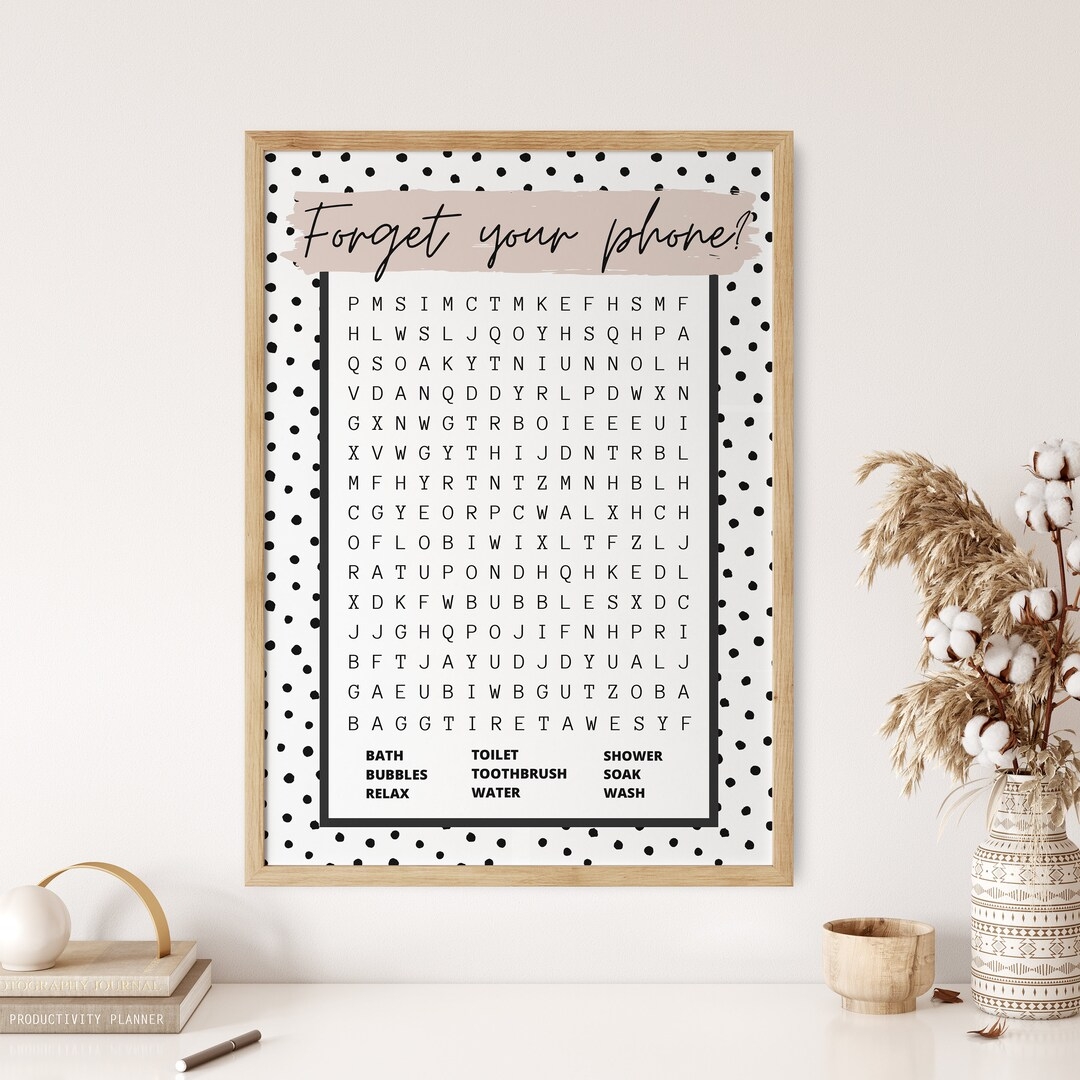 Bathroom Word Search Printable Art