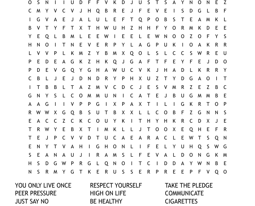 Be Drug Free You Only Live Once Word Search WordMint