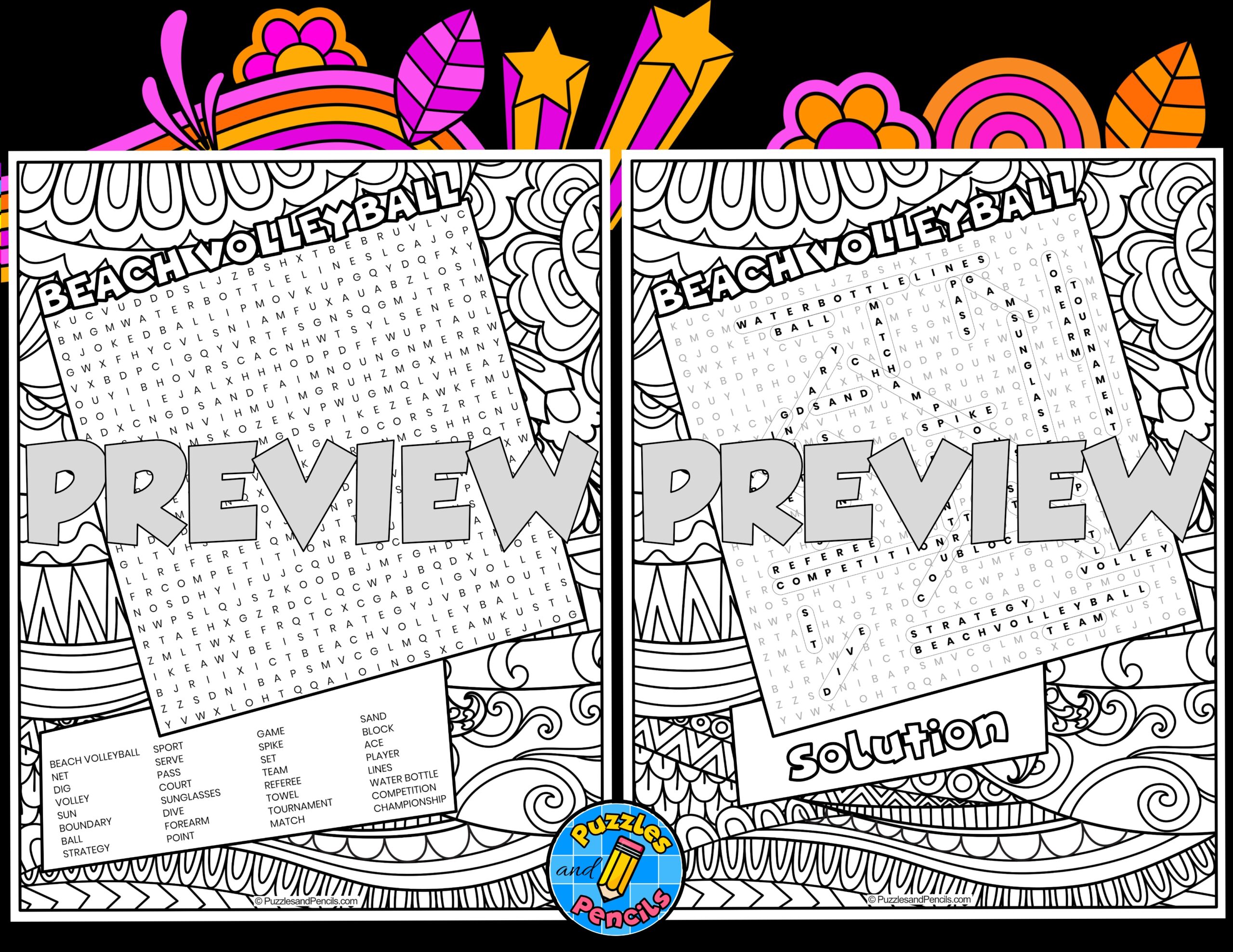 beach volleyball word search puzzle activity with colouring summer games teaching resources beach volleyball word search puzzle activity with colouring summer games teaching resources
