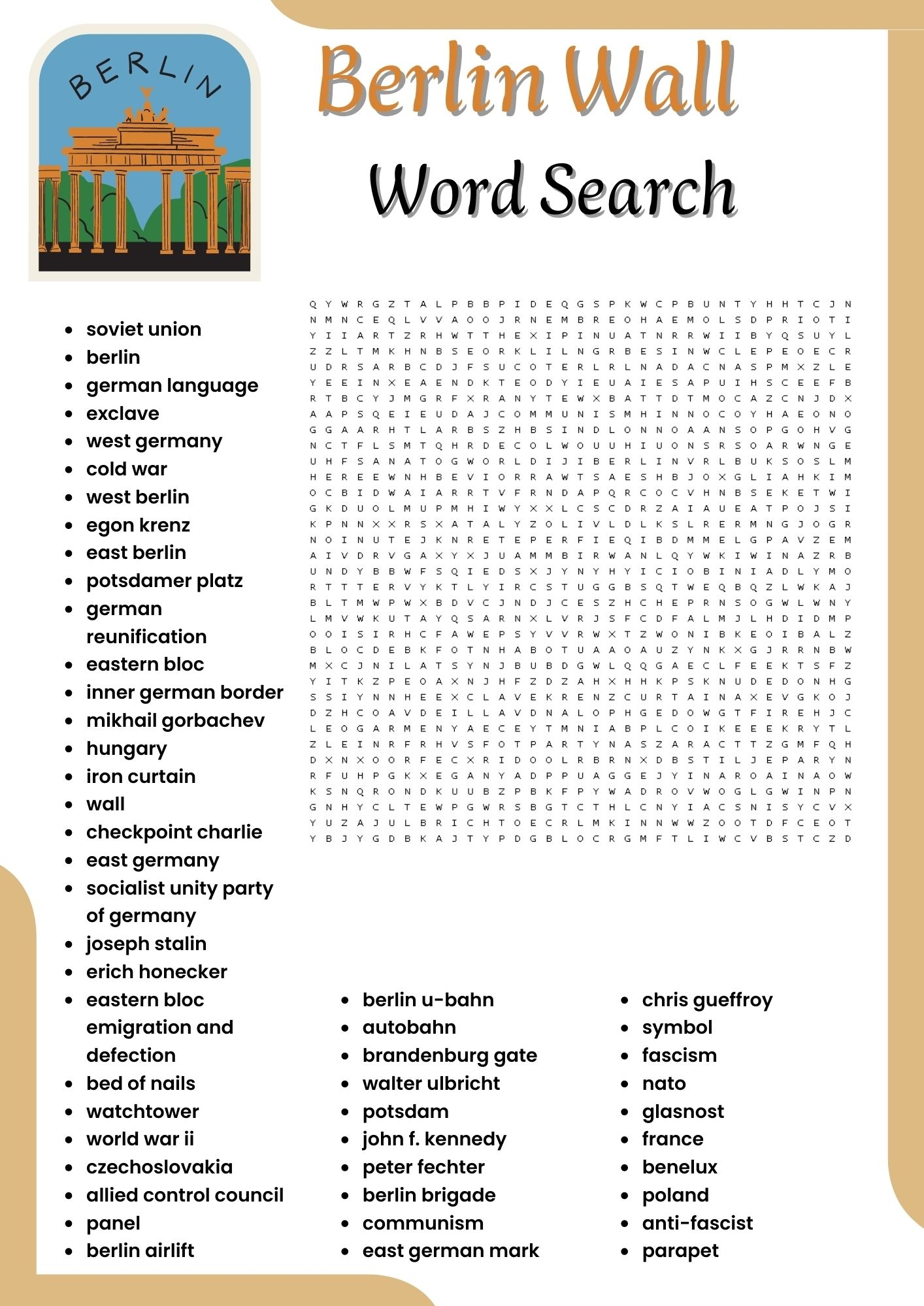 German Word Search Printable