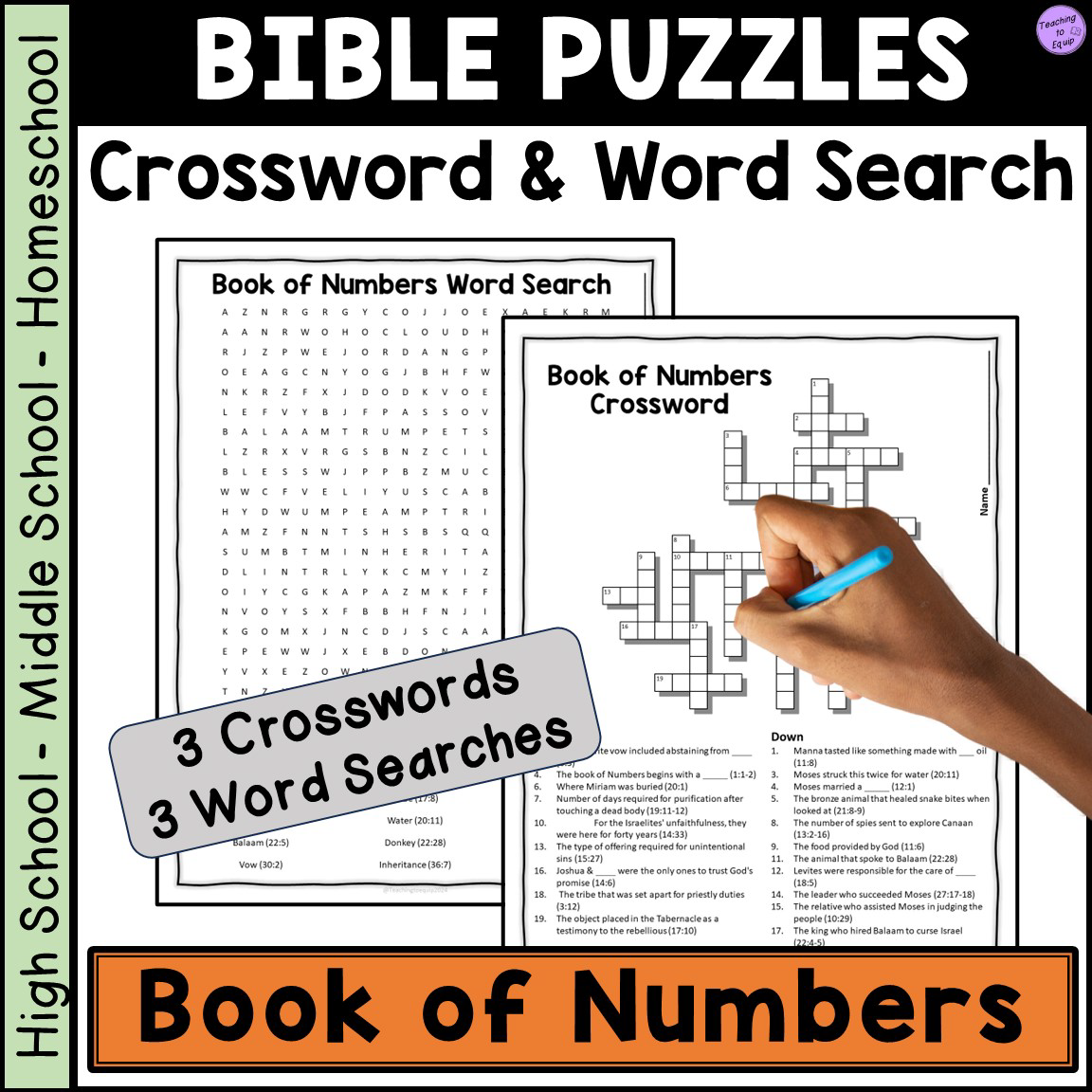 Bible Book Of Numbers Crossword Word Search Puzzle Activities Made By Teachers