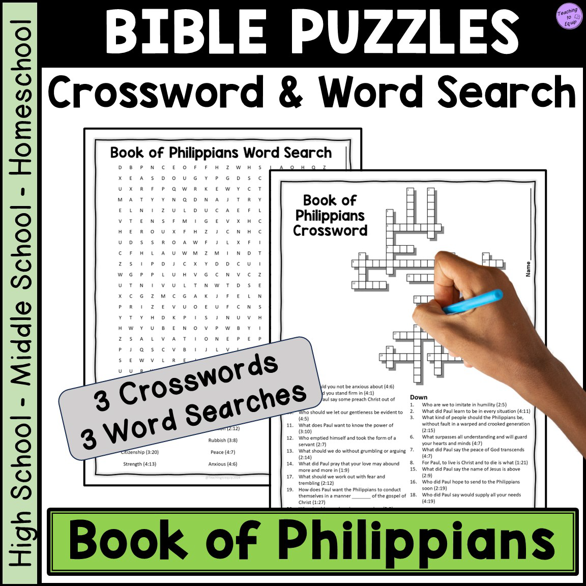 bible book of philippians crossword word search puzzle activities made by teachers