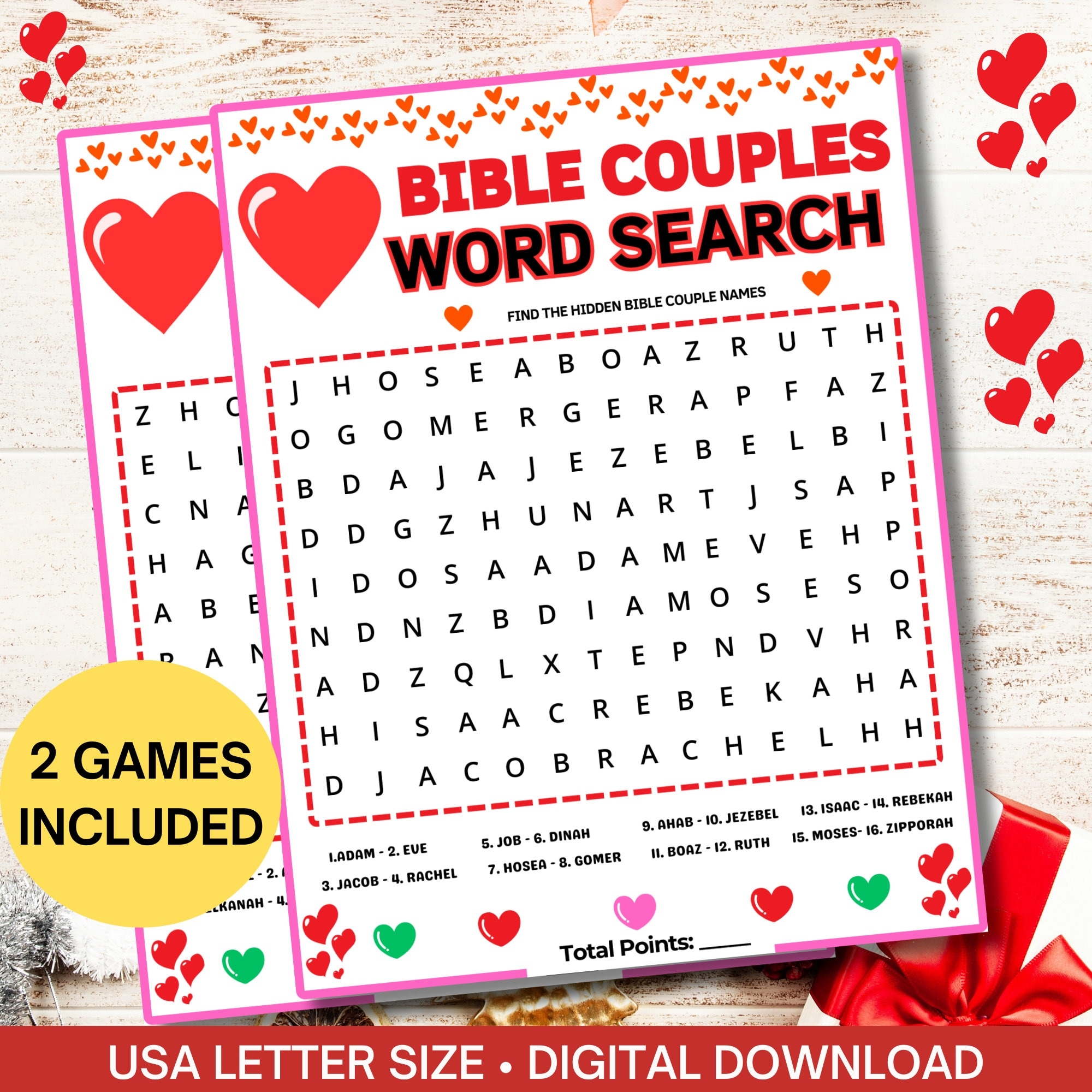 Bible Couples Word Search Printable valentine s Day Party Game sunday School Bible Study church Group Game adult kids women Ministry Games Etsy