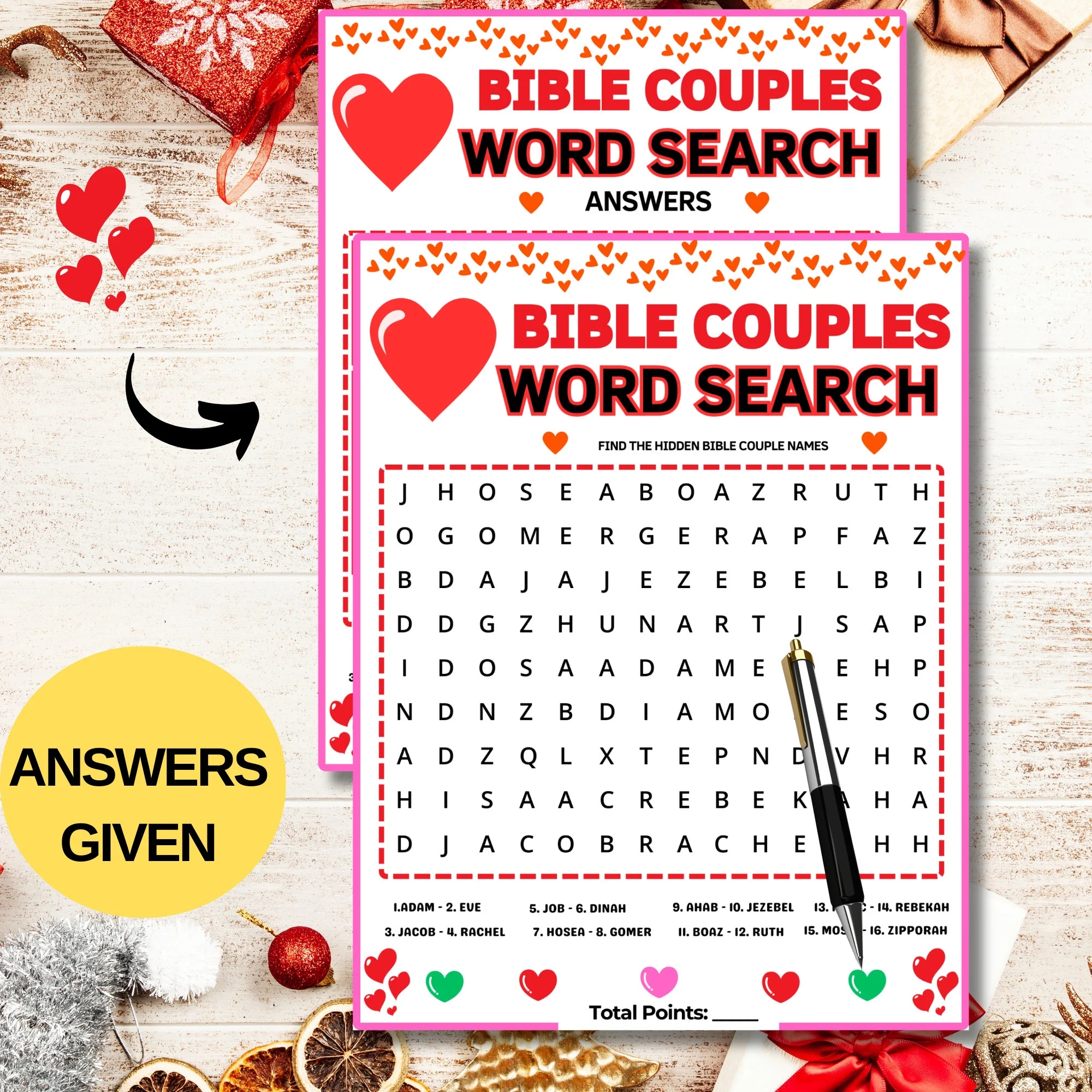 Bible Couples Word Search Printable valentine s Day Party Game sunday School Bible Study church Group Game adult kids women Ministry Games Etsy
