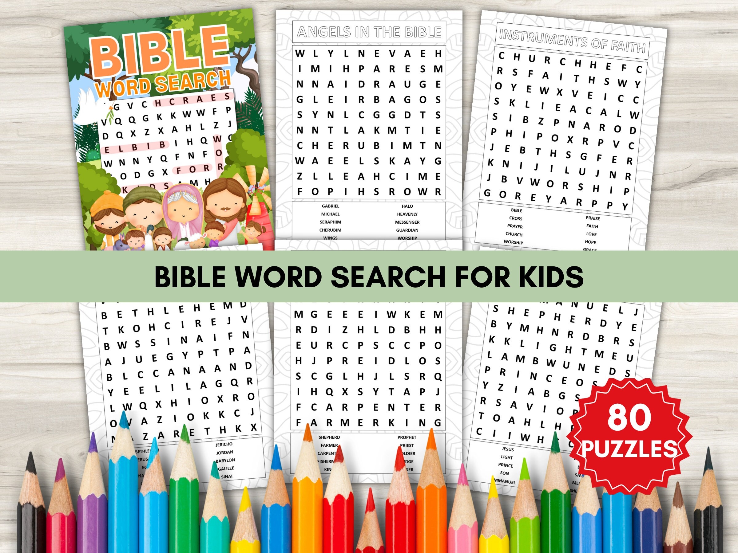 Bible Word Search Puzzle Activity Book For Kids Sunday School Printable Lesson Worksheets Etsy