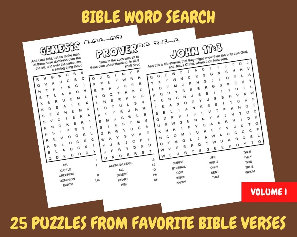 Bible Word Search Volume 1 25 Favorite Scriptures From The Bible Etsy