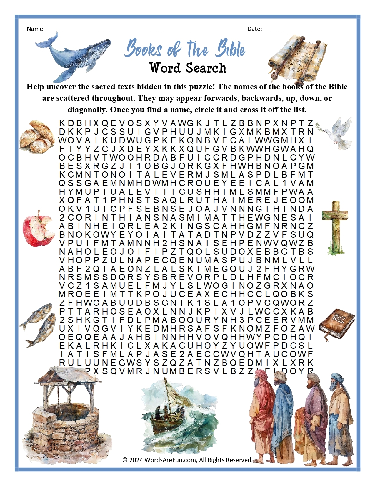 Books Of The Bible Word Search Printable