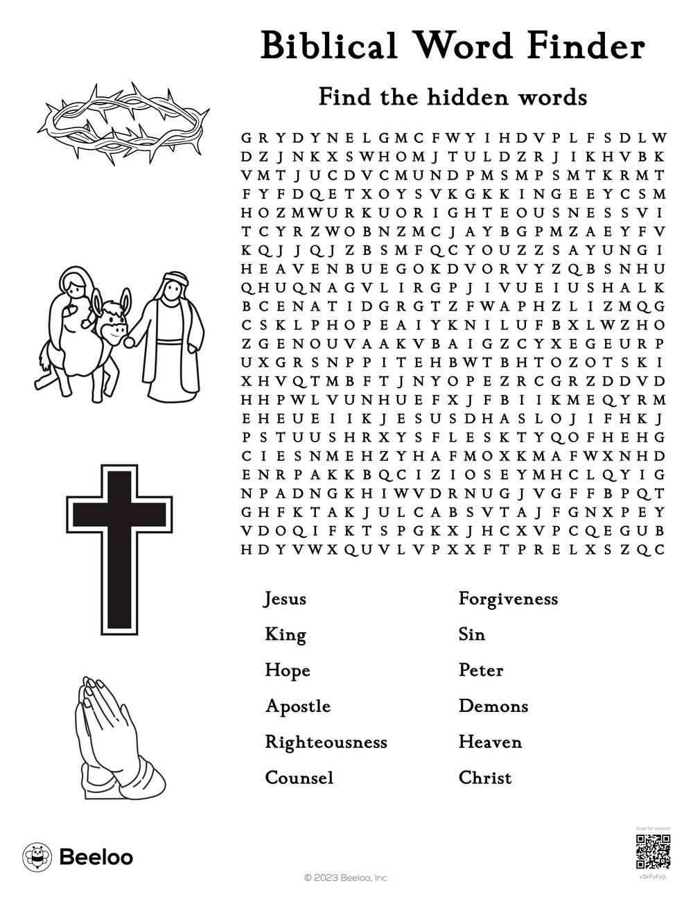 Biblical Word Finder Beeloo Printable Crafts And Activities For Kids