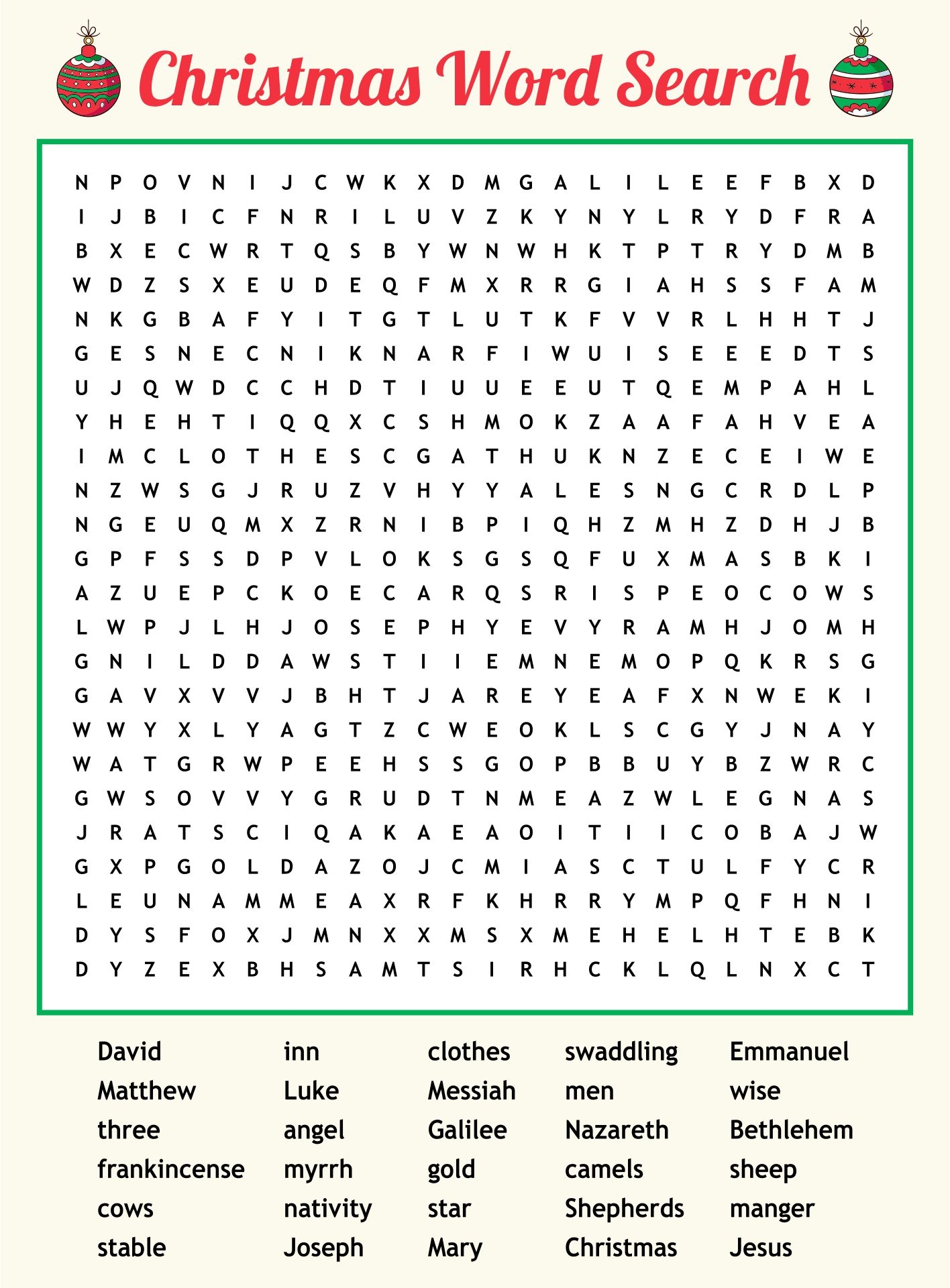Big Christmas Word Search Printables