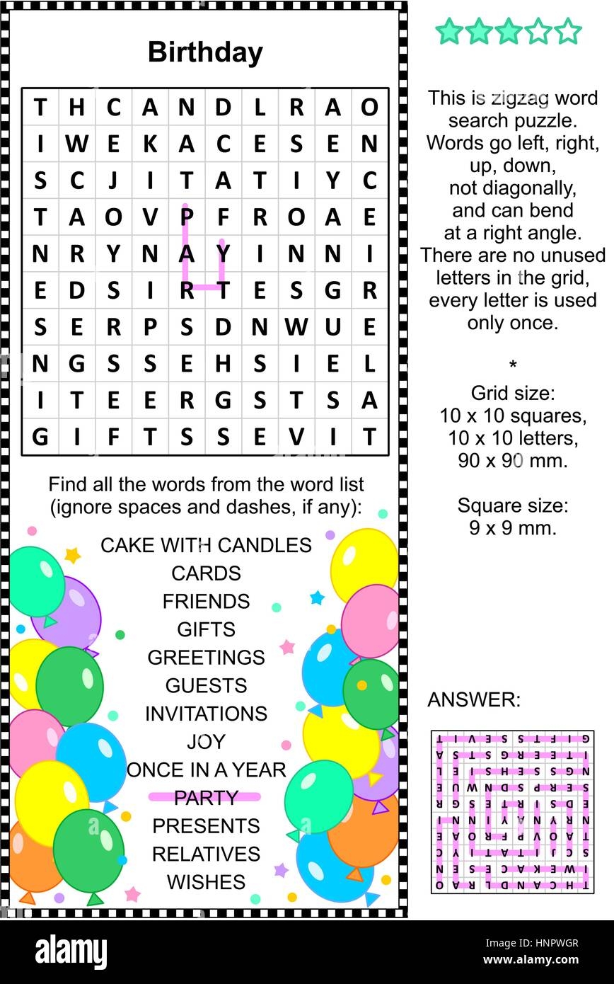 Birthday Themed Word Search Puzzle Answer Included Stock Vector Image Art Alamy Birthday Themed Word Search Puzzle Answer Included Stock Vector Image Art Alamy