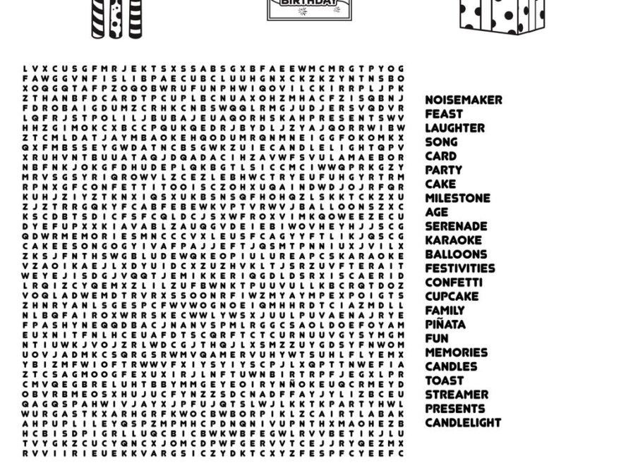 Birthday themed Word Searches Beeloo Printable Crafts And Activities For Kids