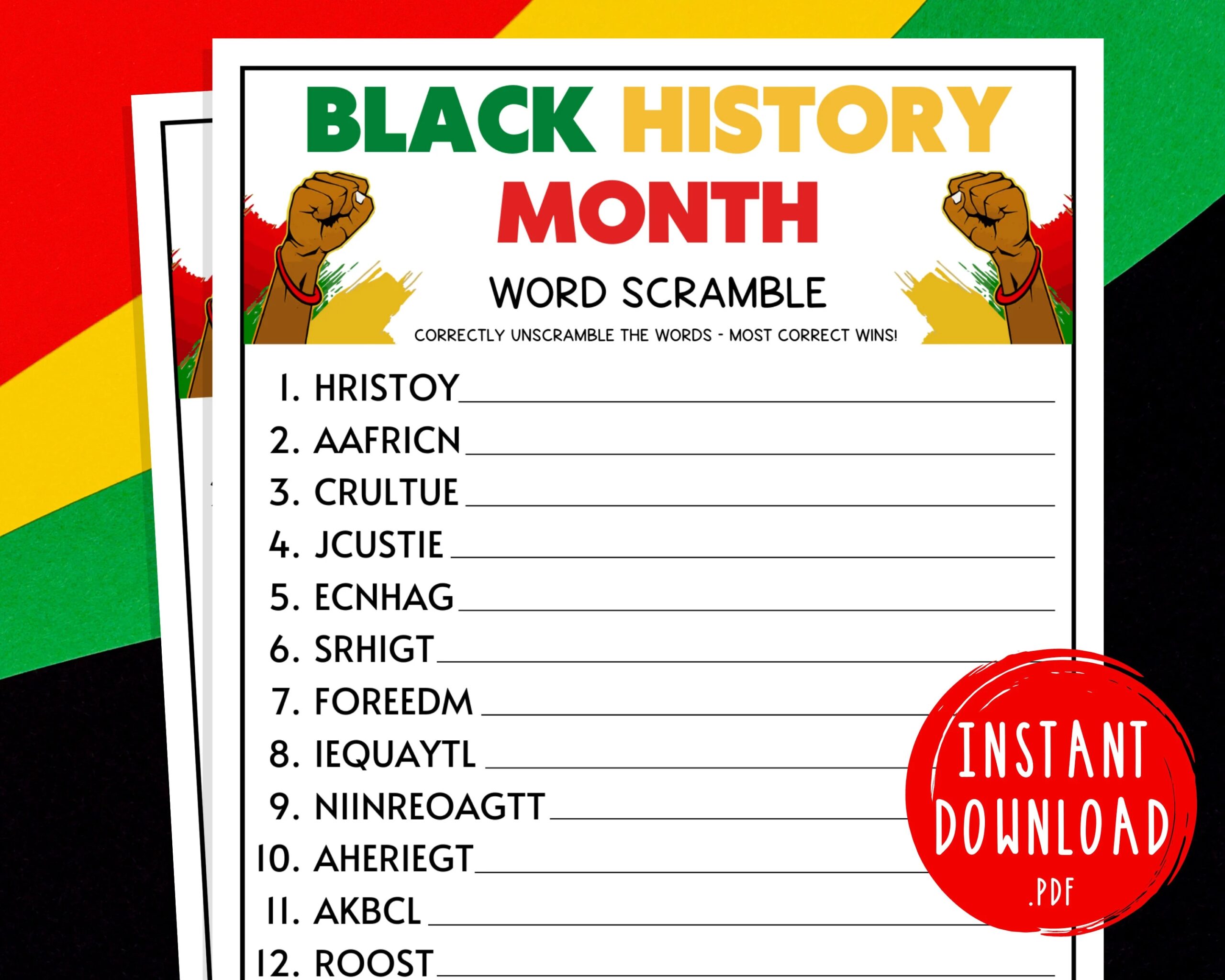 Printable Black History Month Word Search