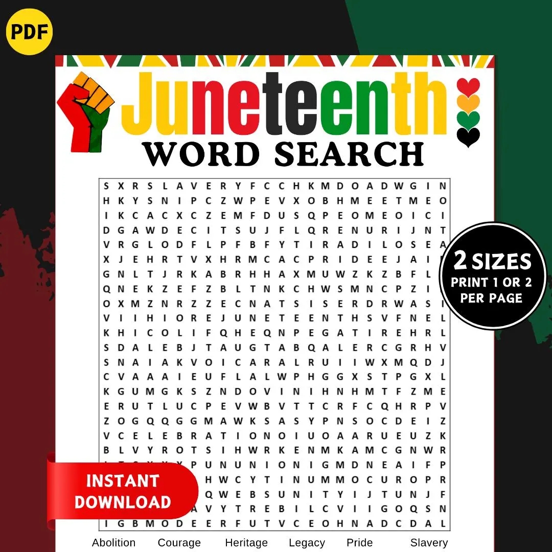 Slavery Word Search Printable