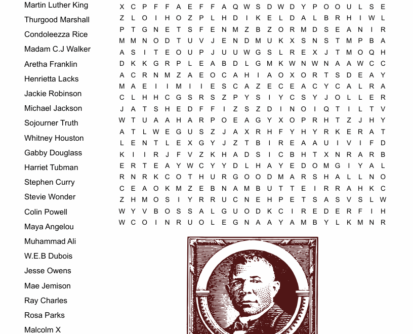 Black History Word Search Puzzle WordMint