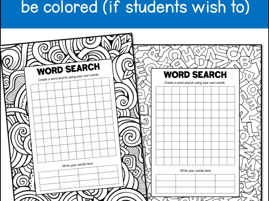 Blank Word Search Templates For Kids Printable PDF Blank Puzzle Pages For Students Wordsearches With Backgrounds To Color Homeschool Fun Etsy