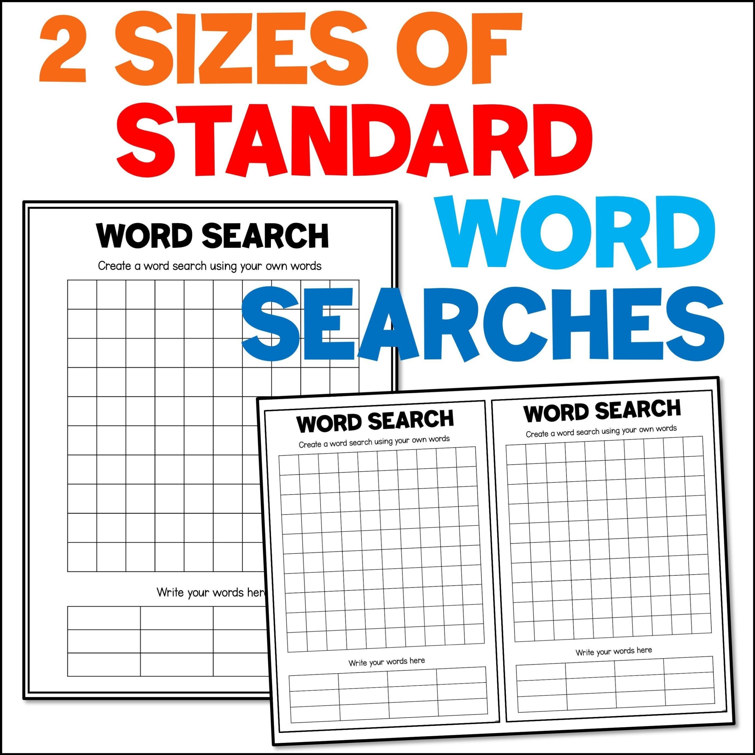 Blank Word Search Templates For Kids Printable PDF Blank Puzzle Pages For Students Wordsearches With Backgrounds To Color Homeschool Fun Etsy