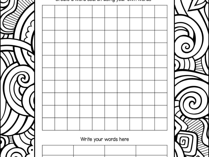 Blank Word Search Templates For Kids Printable PDF Blank Puzzle Pages For Students Wordsearches With Backgrounds To Color Homeschool Fun Etsy