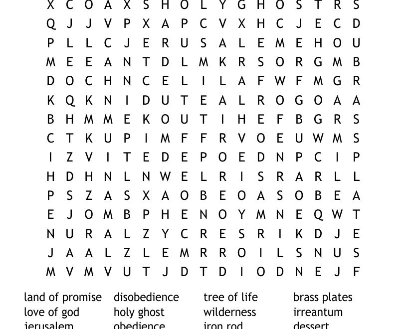 Book Of Mormon Word Search WordMint