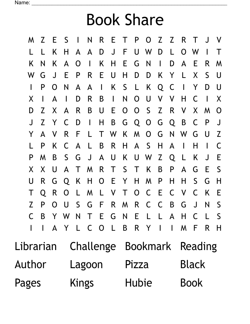 Book Share Word Search WordMint