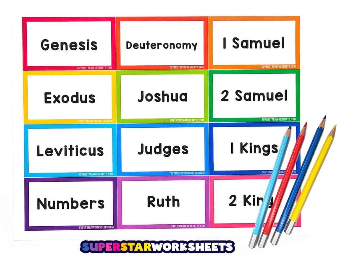 Books Of The Bible Flashcards Superstar Worksheets