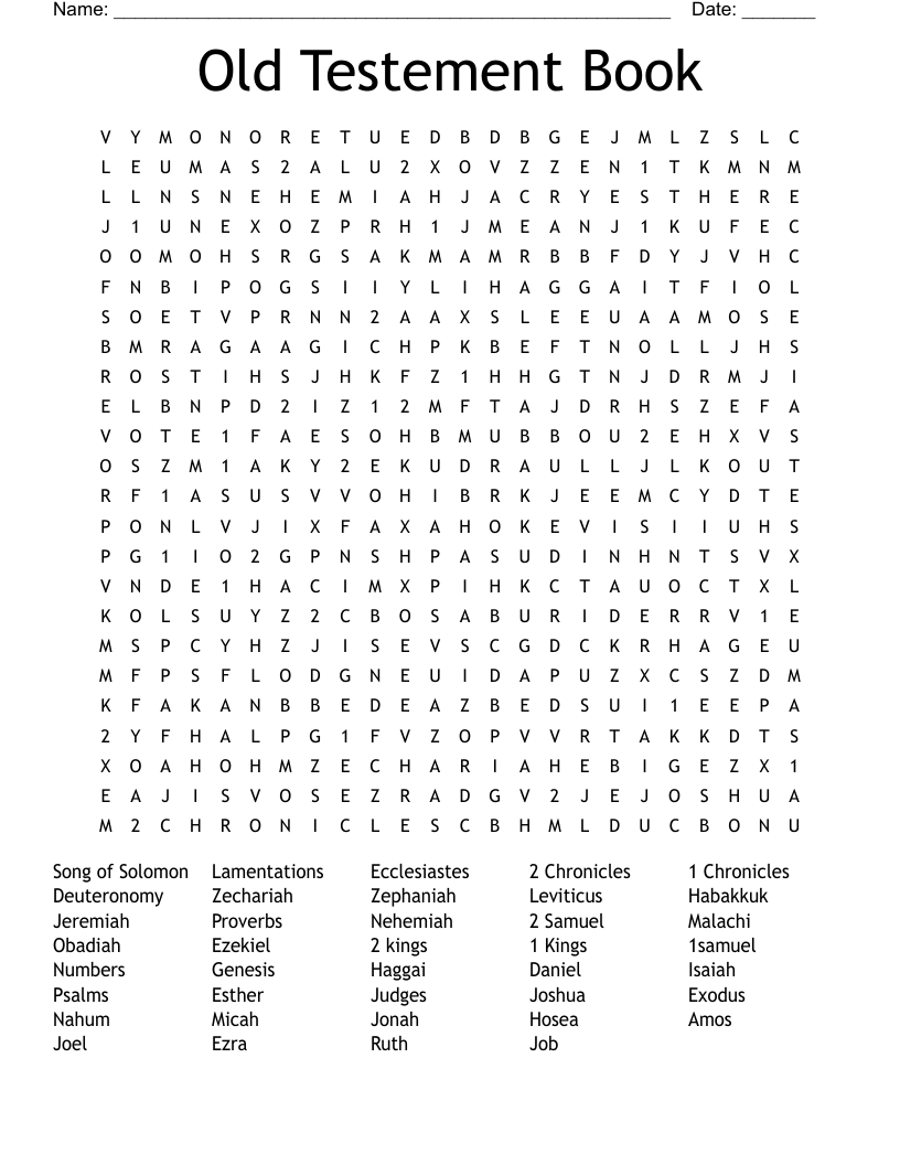Books Of The Bible The Old Testament Word Search WordMint