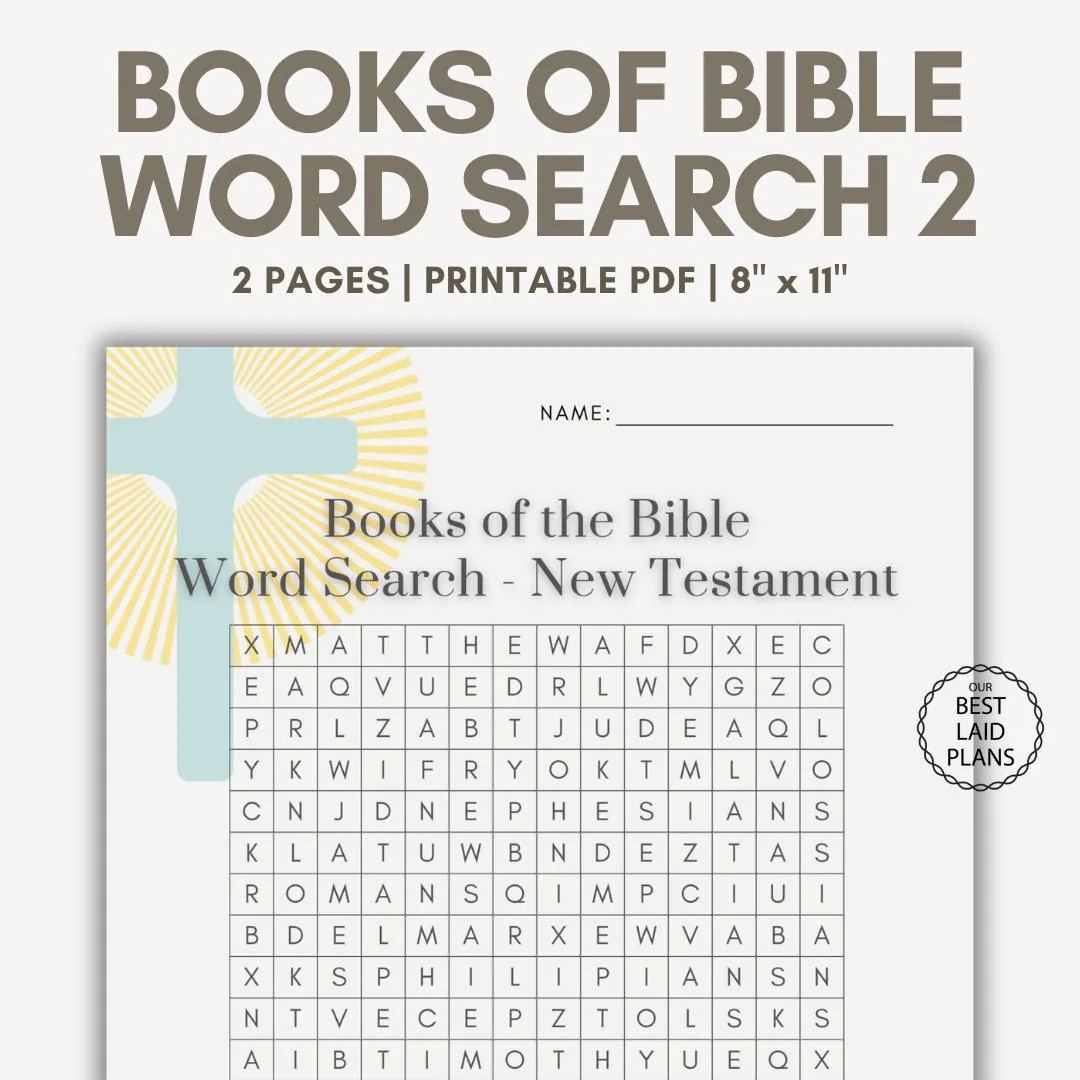 Books Of The Bible Word Find New Testament Printable Books Of The Bible Word Search New Testament PDF Bible Games Sunday School Games Etsy