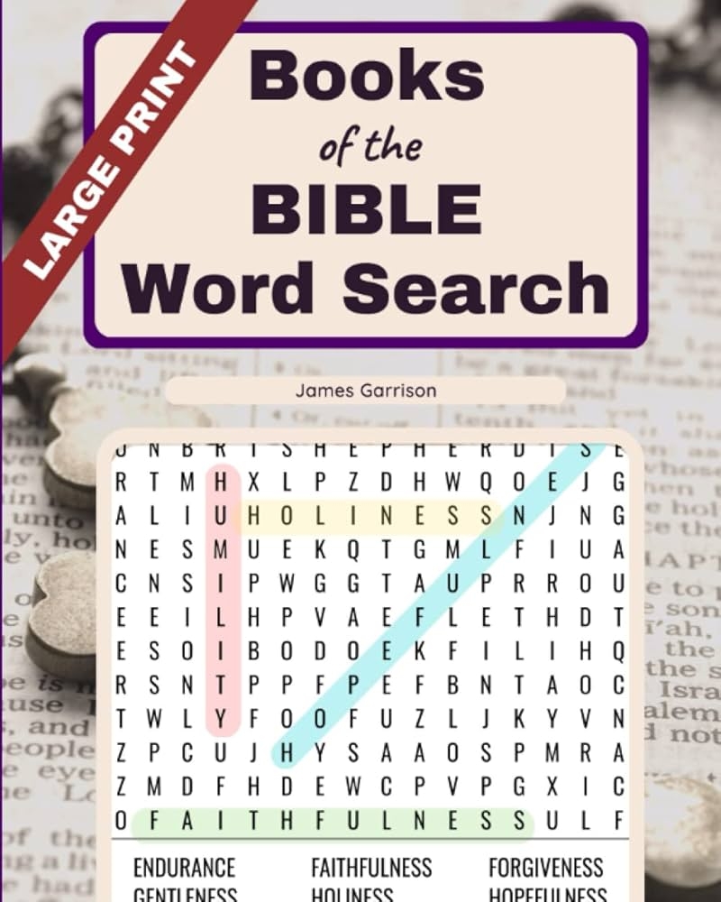 Books Of The Bible Word Search 66 Bible Book Themed Large Print Puzzles Garrison James 9798386112998 Amazon Books