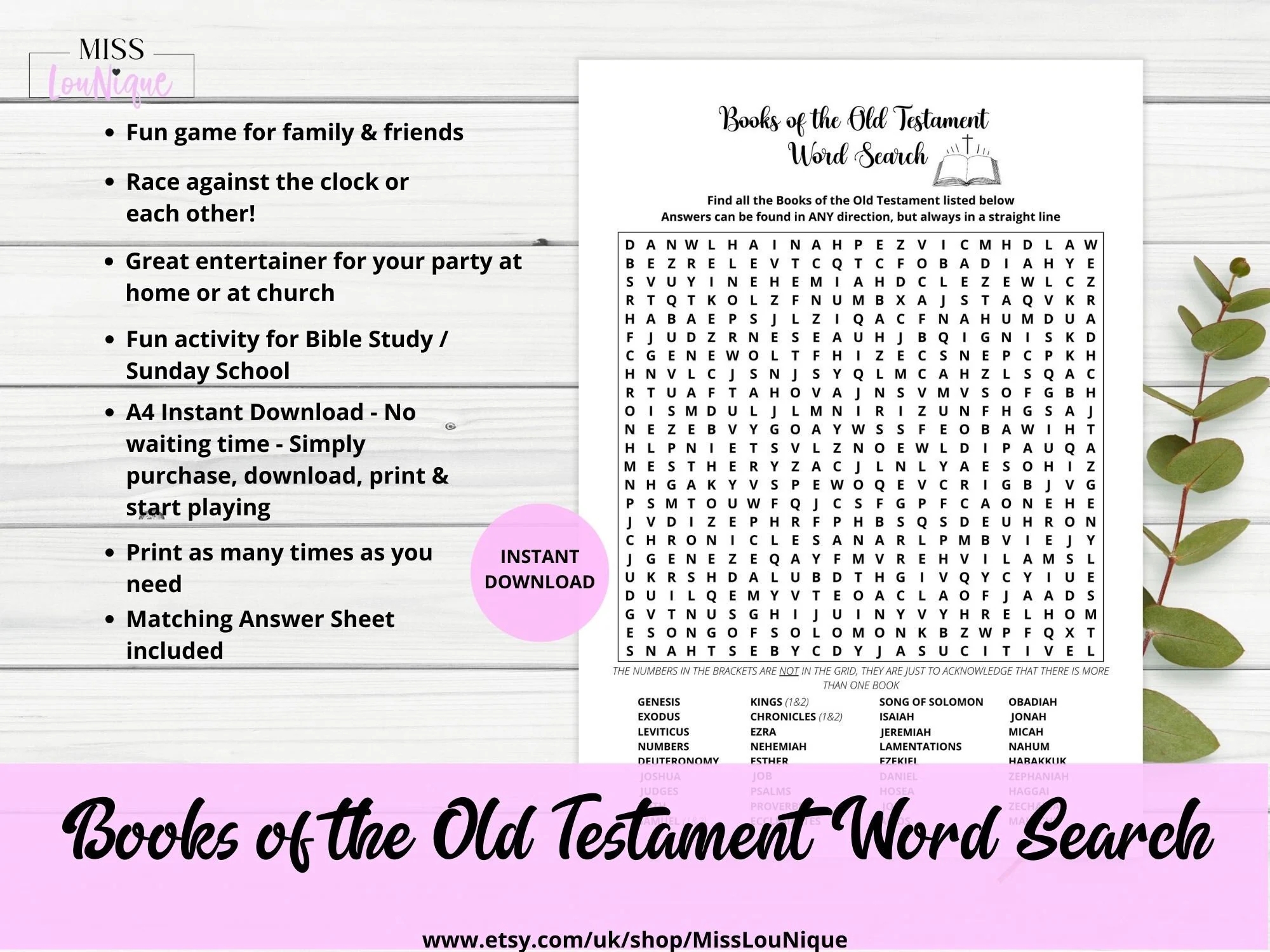 Books Of The Old Testament Word Search Printable L Old Testament Game L Bible Word Search L Sunday School Activity L Bible Study Etsy