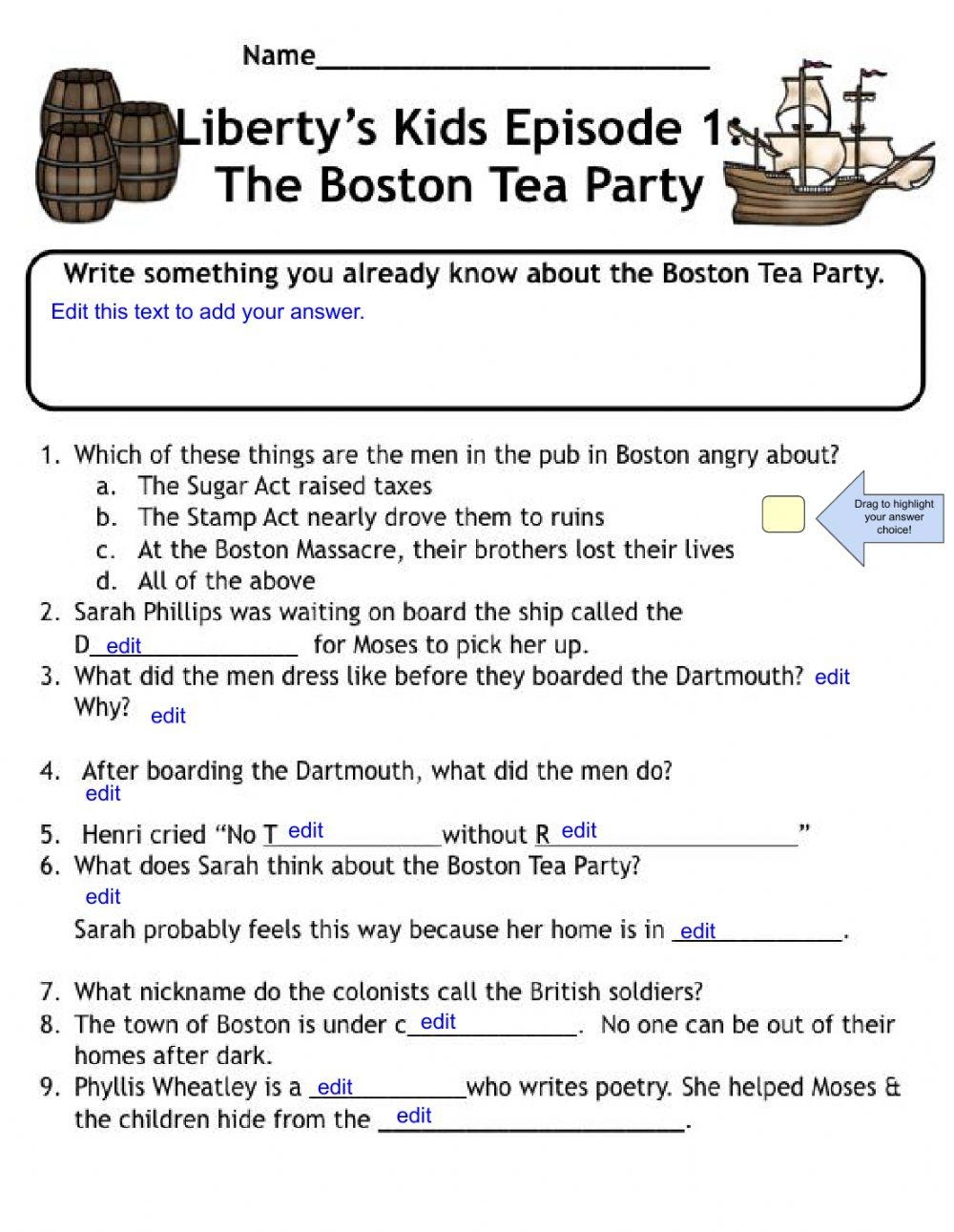 Boston Tea Party Word Search Monster Word Search Worksheets Library