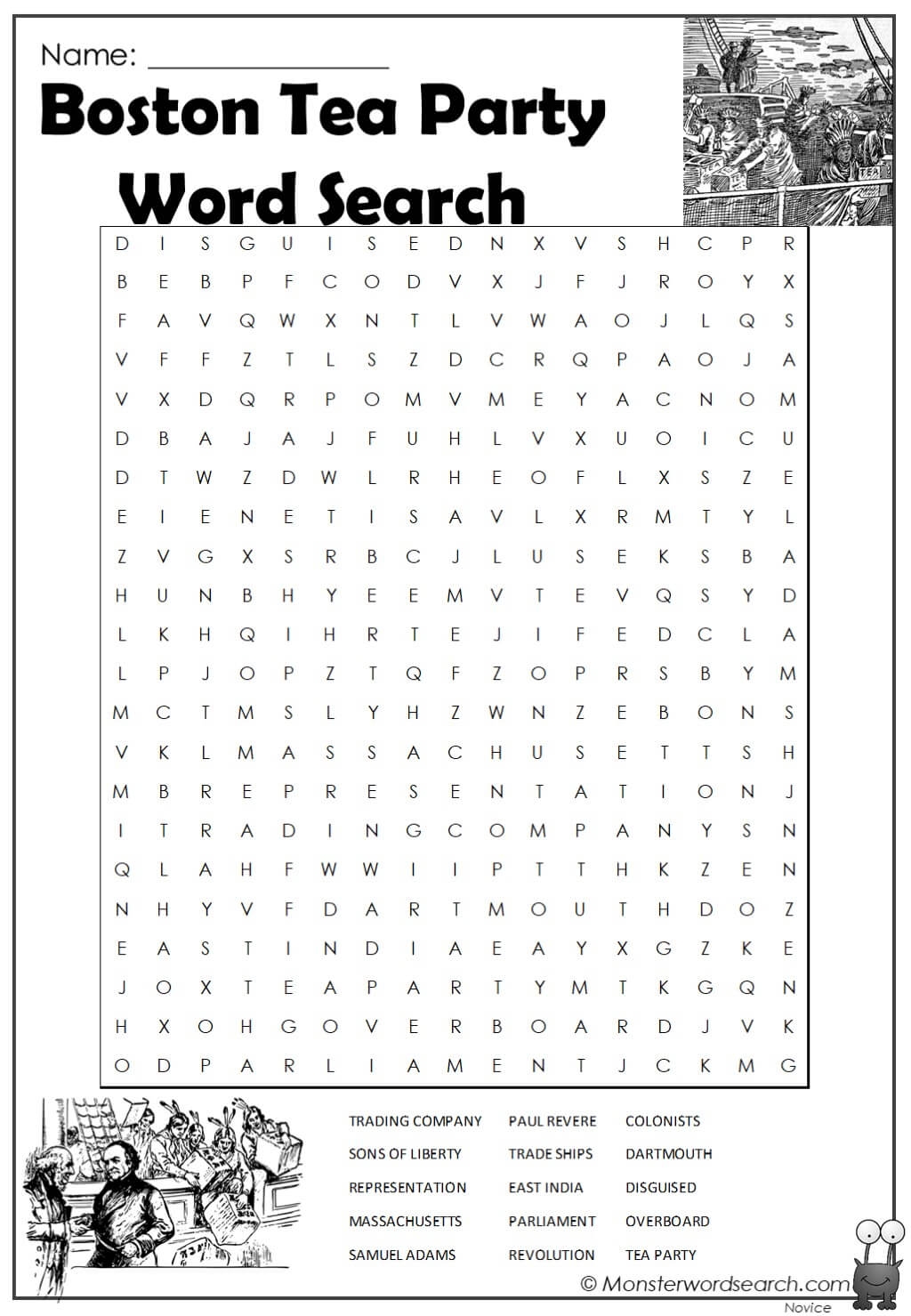 Boston Tea Party Word Search Worksheets Library