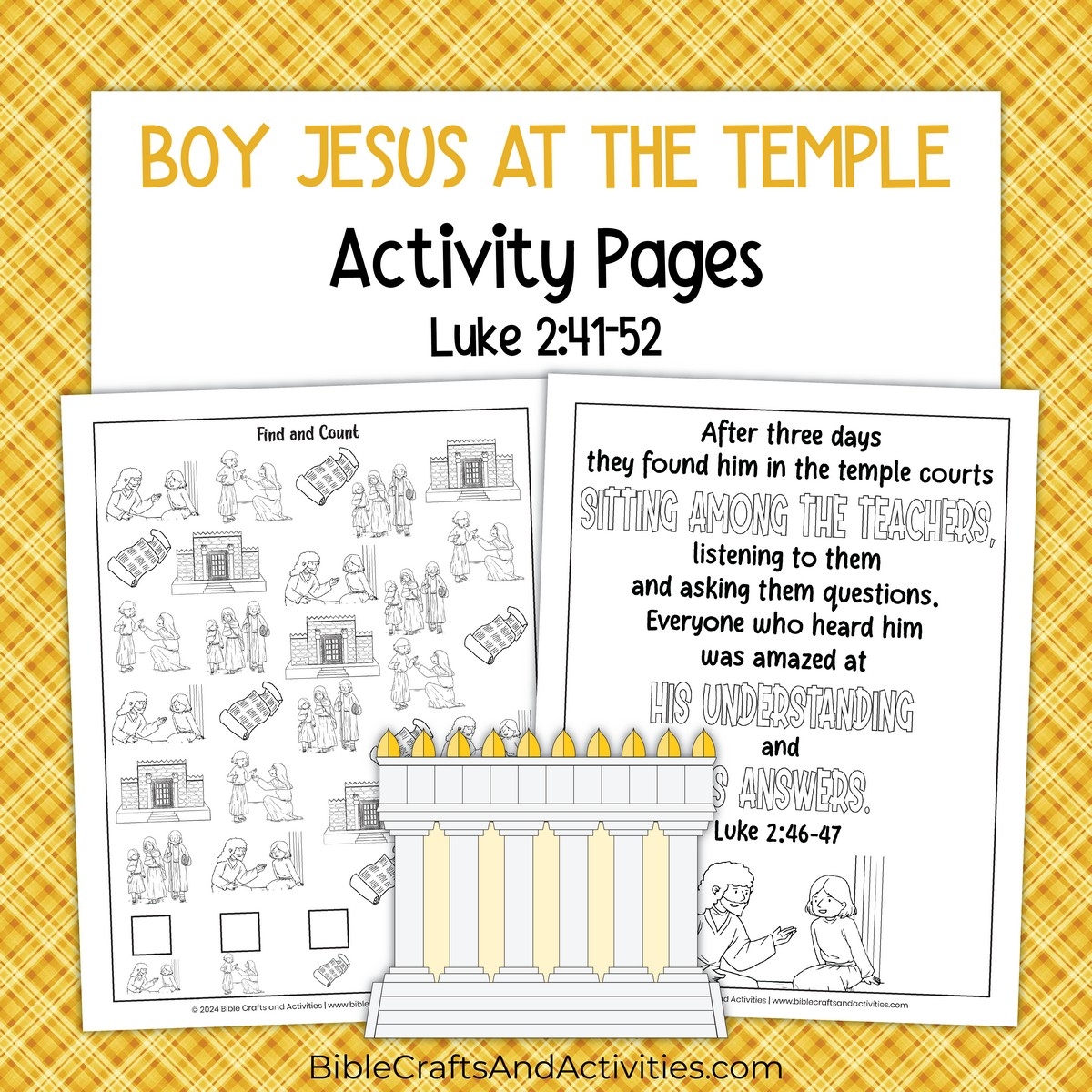 Boy Jesus At The Temple Activity Pages Bible Crafts Shop