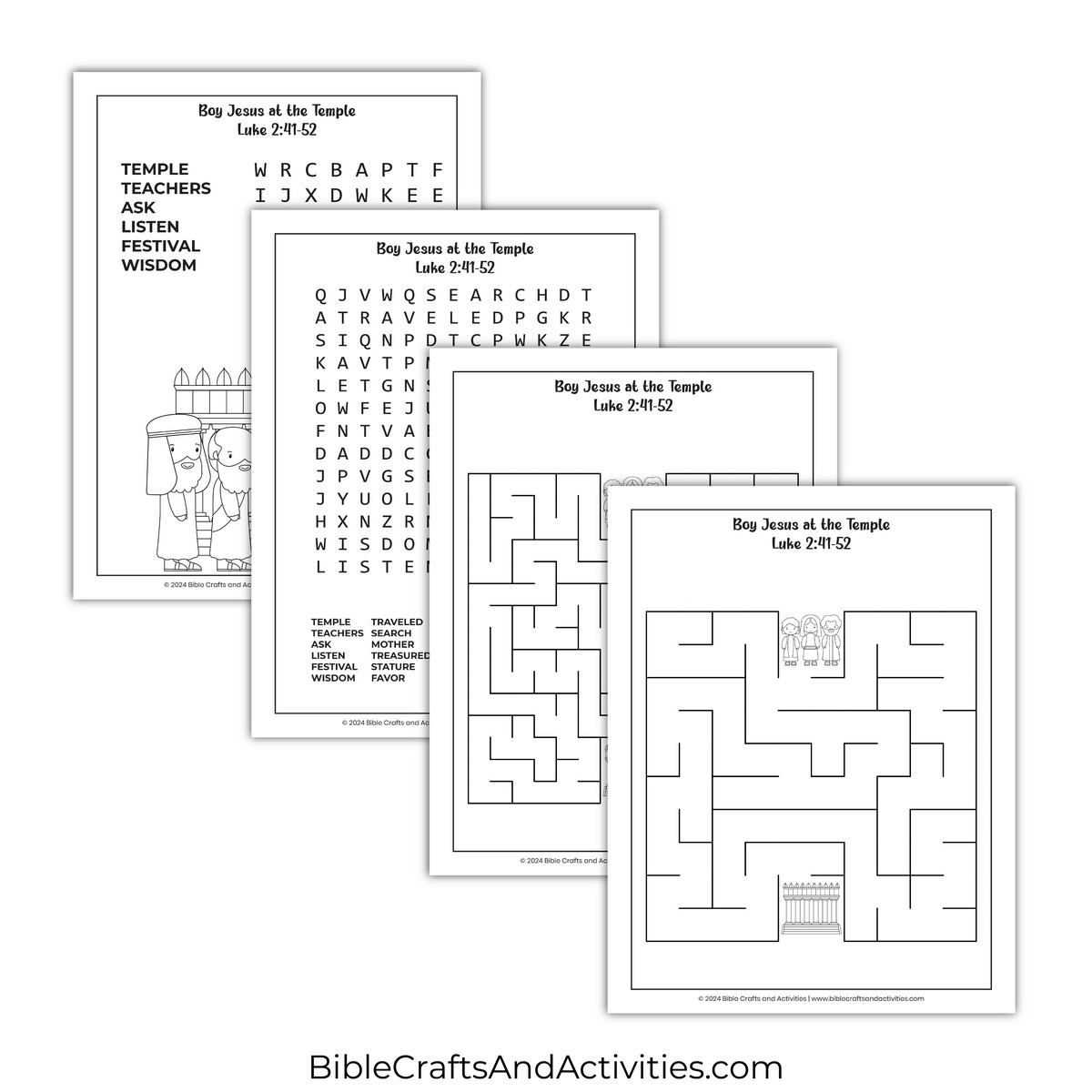Boy Jesus At The Temple Activity Pages Bible Crafts Shop