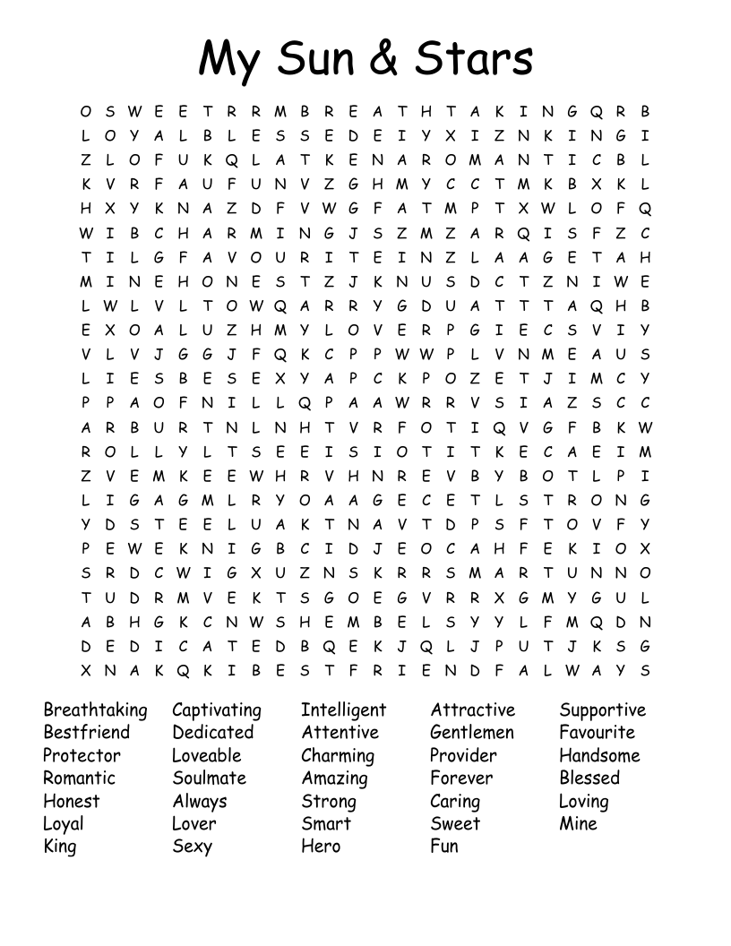 Boyfriend Word Search WordMint