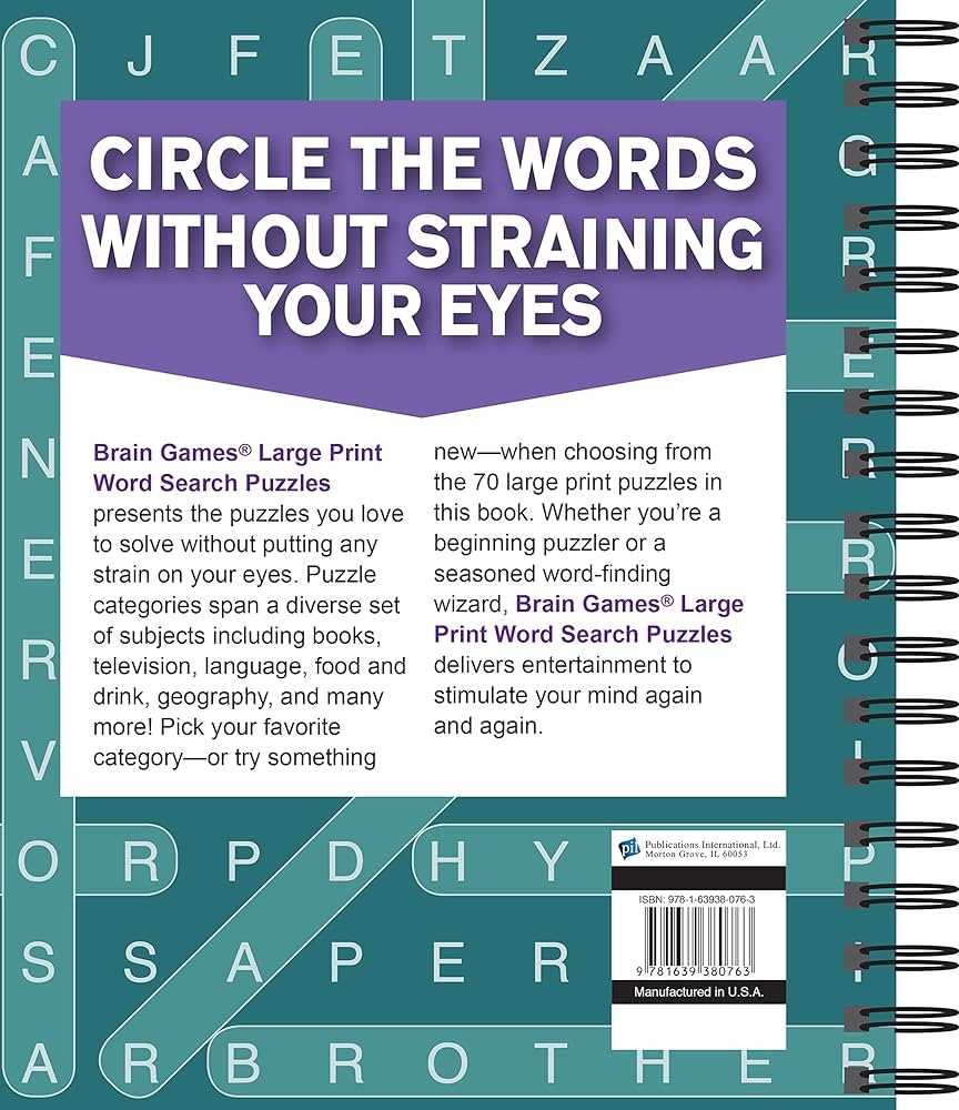 Brain Games Large Print Word Search Arrow Publications International Ltd Brain Games 9781639380763 Amazon Books