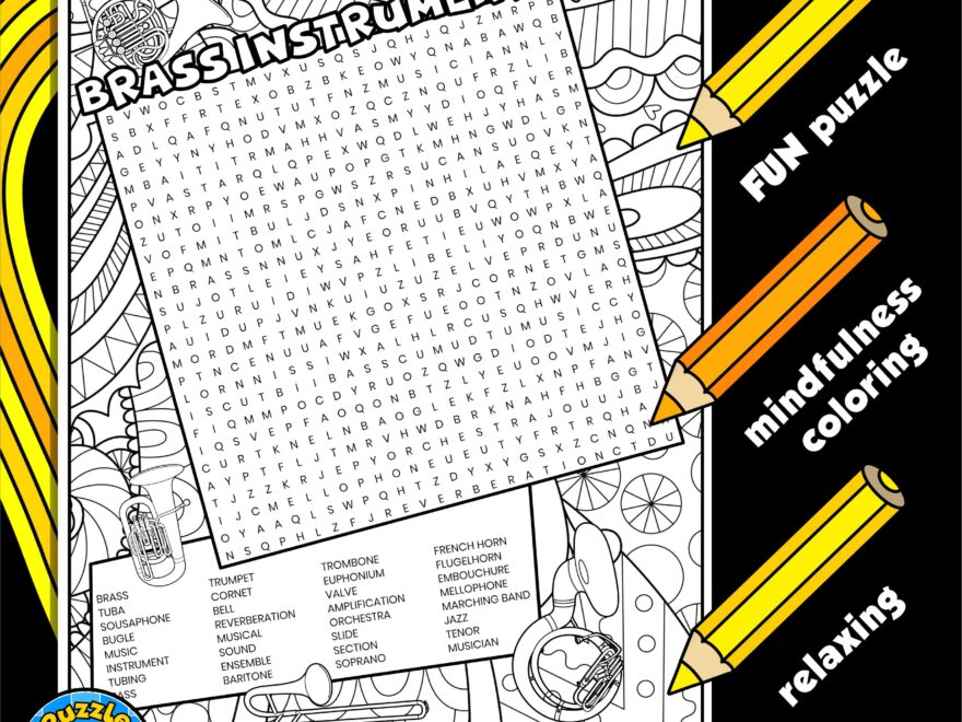 Brass Instruments Word Search Puzzle Activity Page With Coloring Music Wordsearch Made By Teachers