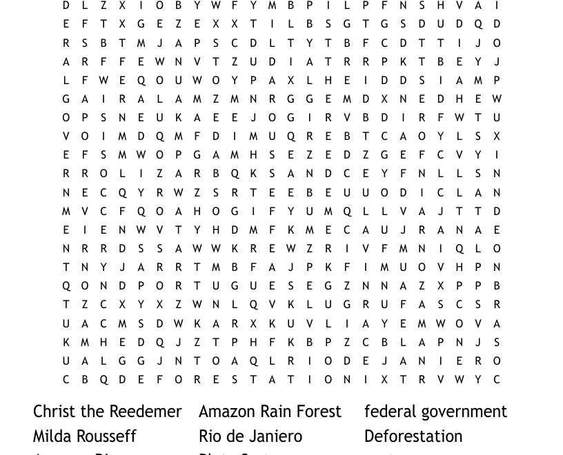 Brazil Word Search WordMint