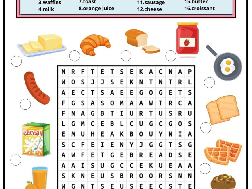 Breakfast Food Word Search 2 Ezpzlearn