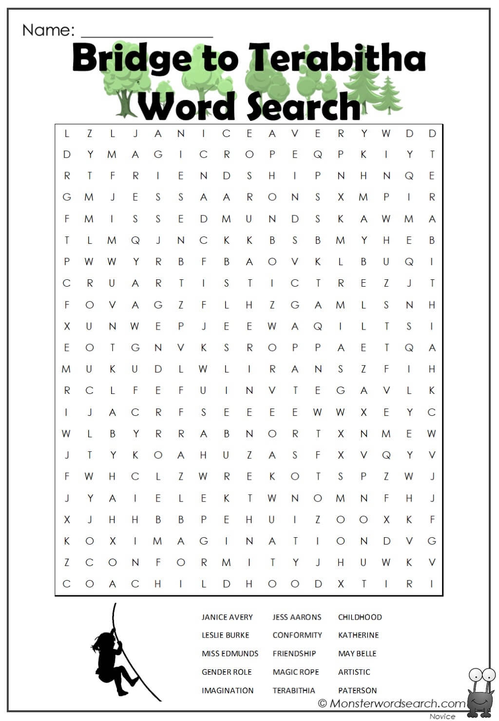 Bridge To Terabitha Word Search Monster Word Search