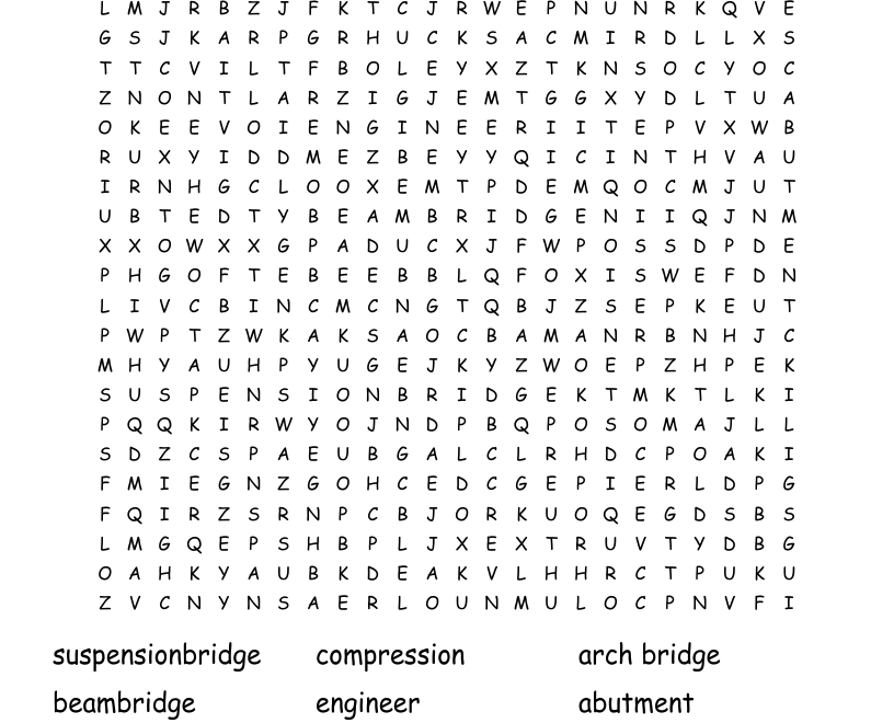 Bridges Word Search WordMint