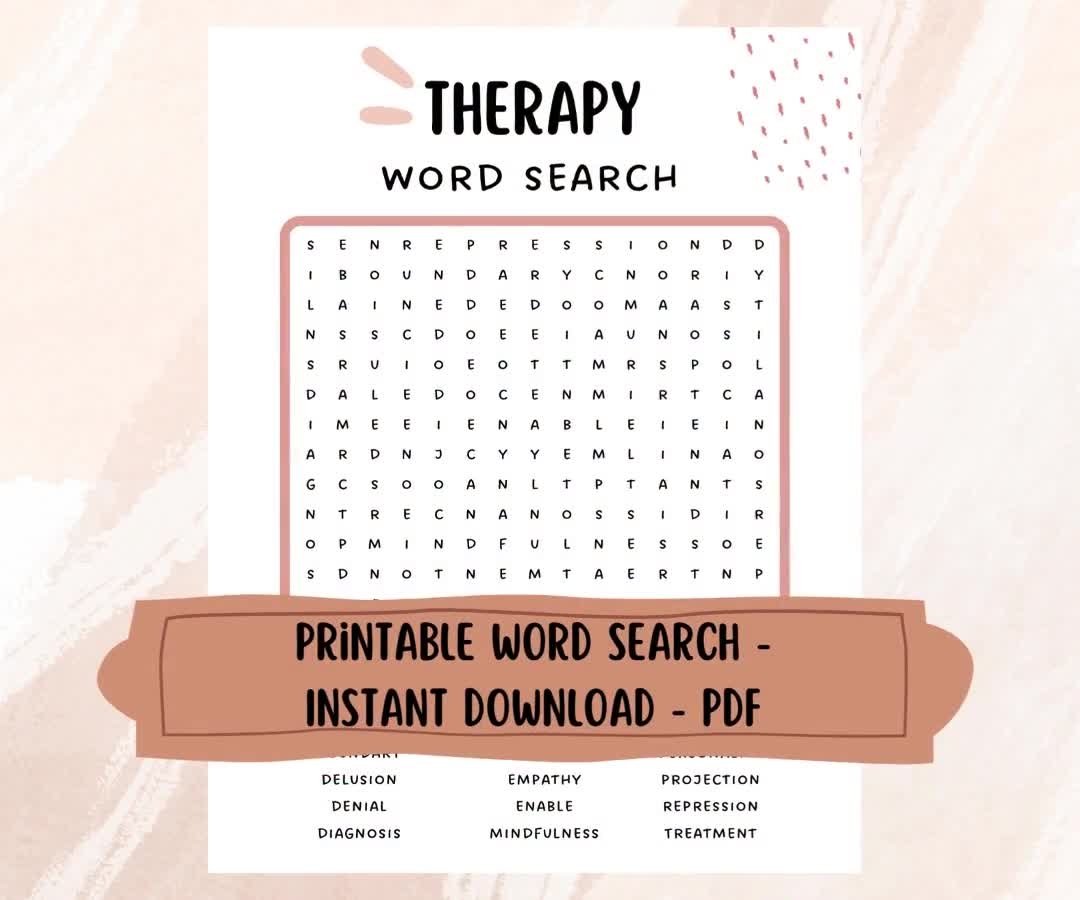 Buy Therapy Word Search Printable Mental Health Word Search Feelings Worksheet Self Care Activity Word Search For Teens And Kids Online In India Etsy