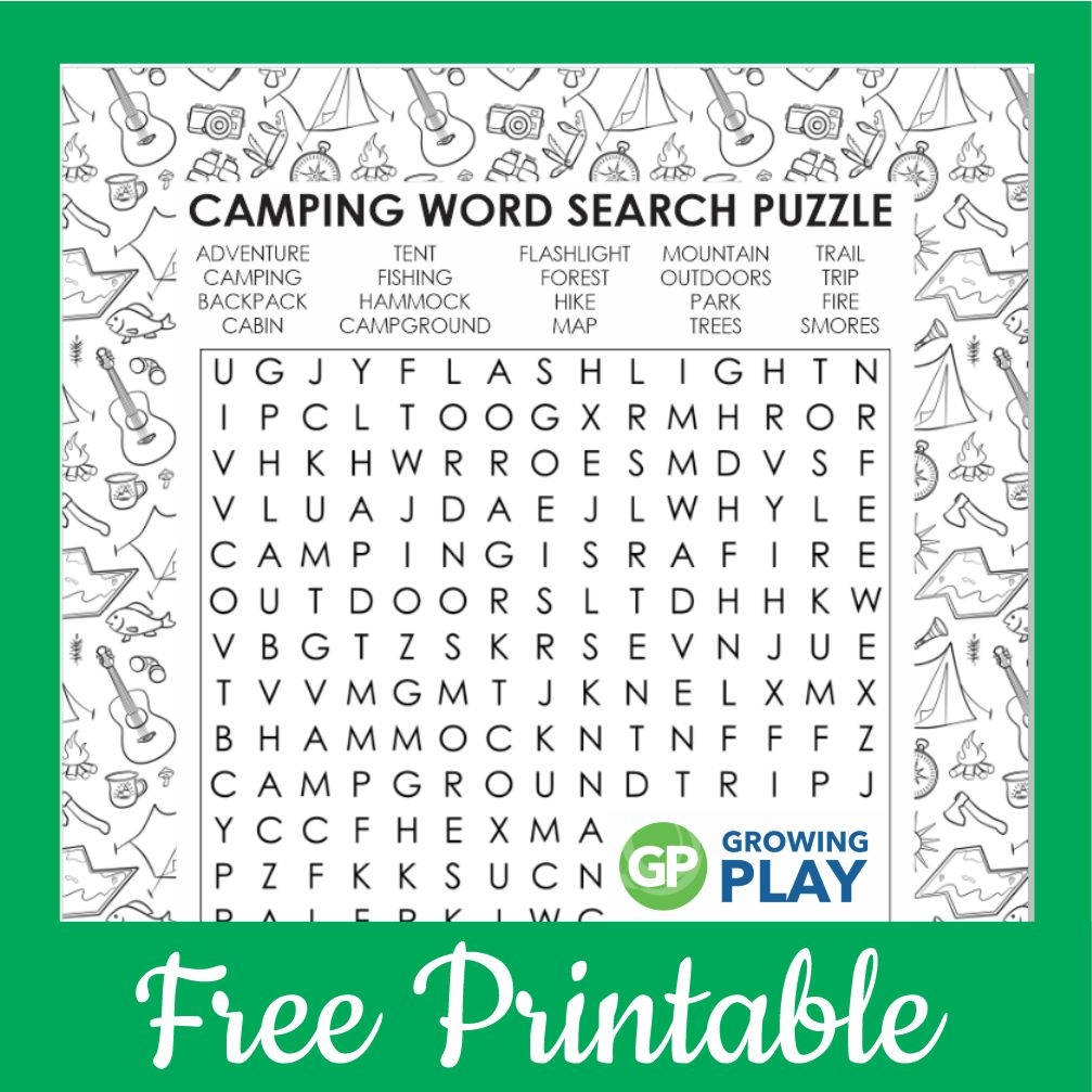 Camping Word Search Printable Growing Play